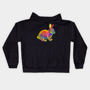 Psychedelic Rainbow Bunny Rabbit Kids Hoodie